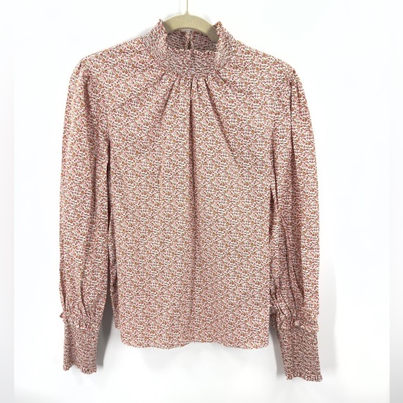 NEW Tuckernuck Pomander Place Floral Modoc Blouse Women Size S Smocked Mock Neck - Picture 14 of 14